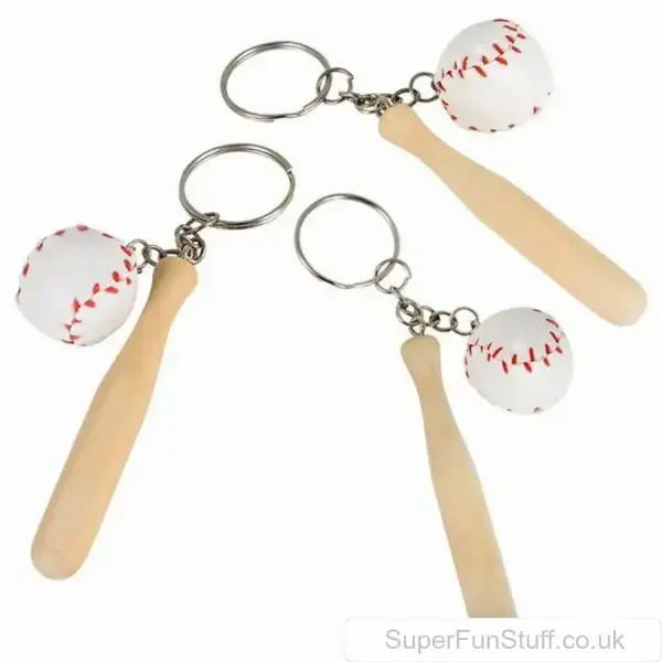 Wooden Baseball Bat & Ball Keyring | Unique Keyring Gifts UK