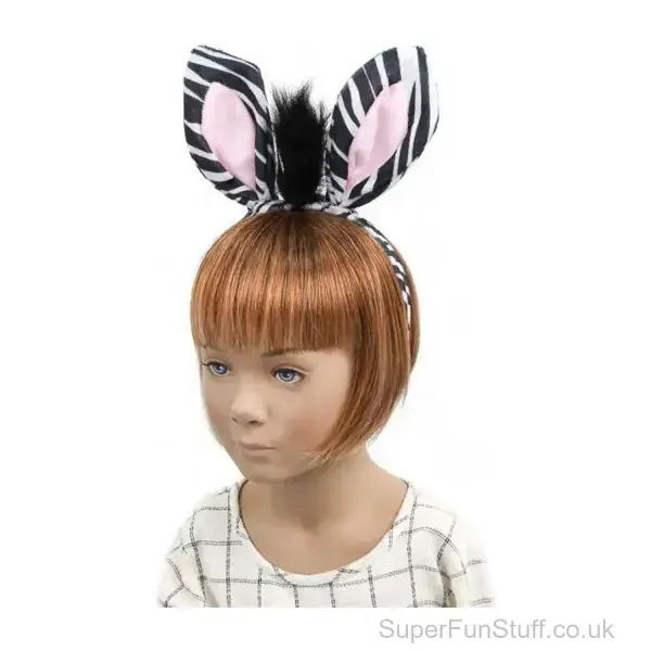 Zebra Ears & Tail Fancy Dress Set - Animal Dress Up | Zoo Animal Party Costume