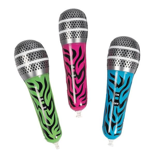 Zebra Print Inflatable Microphone Small | Blow Up Toy