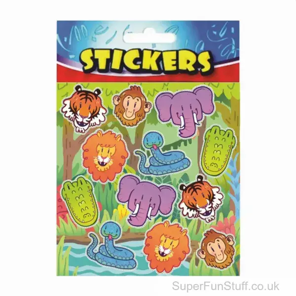 Zoo Animal Stickers- 12 Pack | Kids Animal Party Bag Fillers