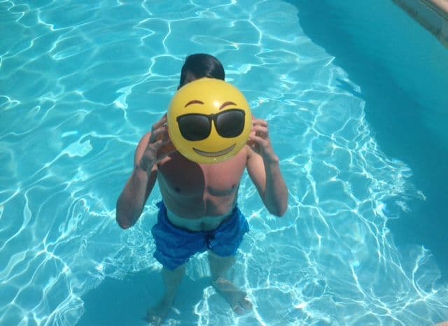 Cool Shades emoji Beach Ball in the Pool