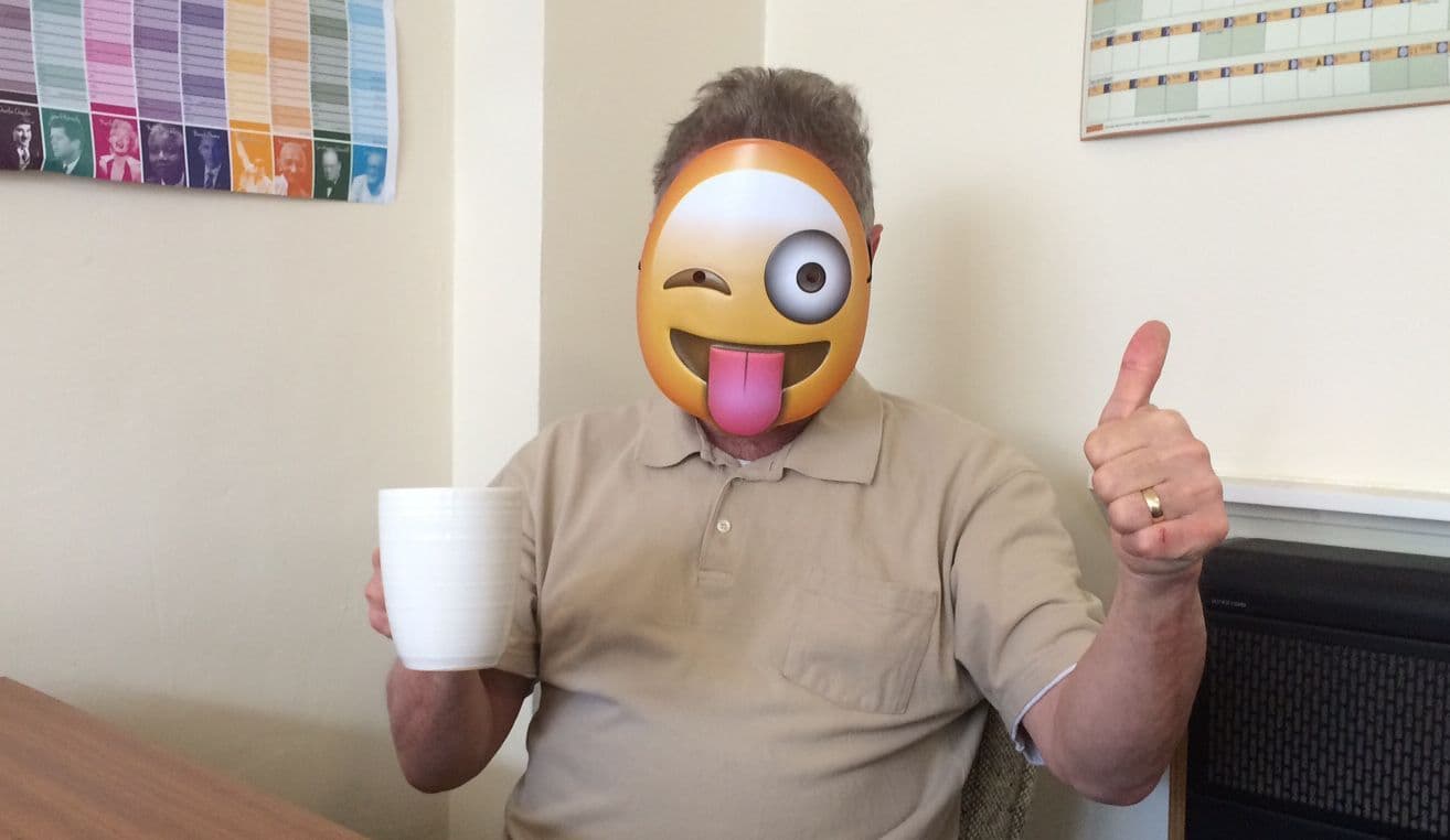 tongue out emoji mask prop