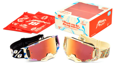 100% Limited Edition Armega Motocross Goggles Jett Lawrence Donut 2 Pack