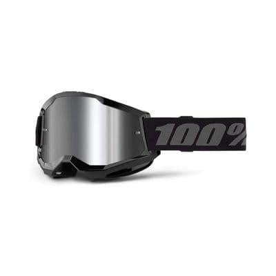 100% Strata 2 Black Goggles with Silver Mirror Lens