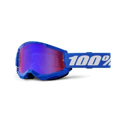 100% Strata 2 Blue Goggles with Red Mirror Lens