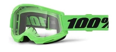 100% Strata 2 Flo Green MX Goggle - Clear Lens