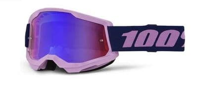 100% Strata 2 Purple Goggles with Blue Red Mirror Lens