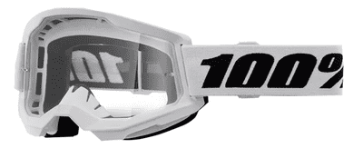 100% Strata 2 White MX Goggle - Clear Lens