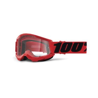 100% Strata 2.0 Red MX Goggle - Clear Lens