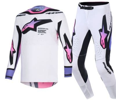 2026 Alpinestars Supertech Vista AFD Motocross Kit Combo -White Purple