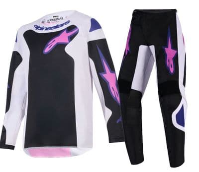 2026 Alpinestars Youth Fluid Grid Motocross Kit Combo - Grey Purple