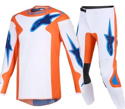 2026 Alpinestars Youth Fluid Grid Motocross Kit Combo -Orange Blue