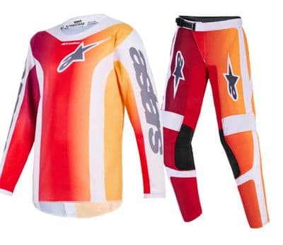 2026 Alpinestars Youth Fluid Portl Motocross Kit Combo -Red Grey