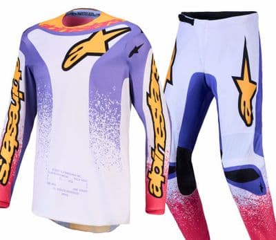 2027 Alpinestars Fluid Drag Motocross Kit Combo- Lilac Blue Gold
