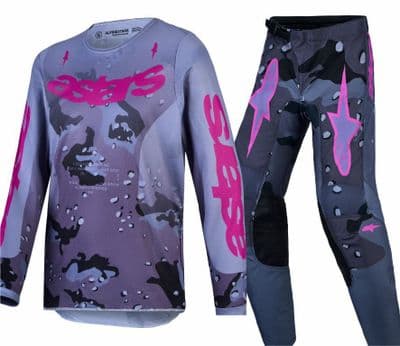 2027 Alpinestars Youth Fluid Lone Motocross Kit Combo - Grey Purple
