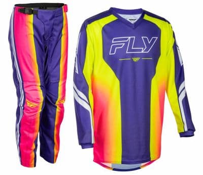 2027 Fly F16 Youth Raze Motocross Kit - Purple Yellow