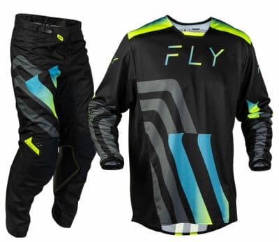 2027 Fly Kinetic Volt Motocross Kit Combo - Black Teal