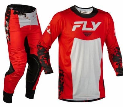 2027 Fly Lite Flake Motocross Kit Combo - Red Grey