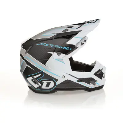 6D ATR-3 Reflex Motocross Helmet - Gloss White Cyan FIM