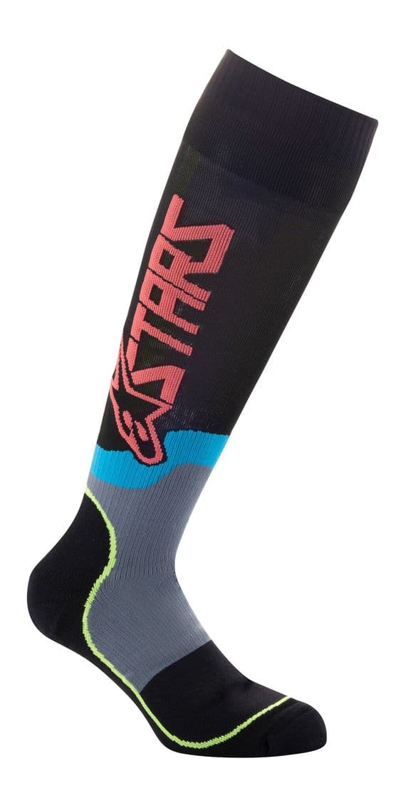 Alpinestars MX Plus 2 Motocross Socks - Black/ Yellow/ Coral
