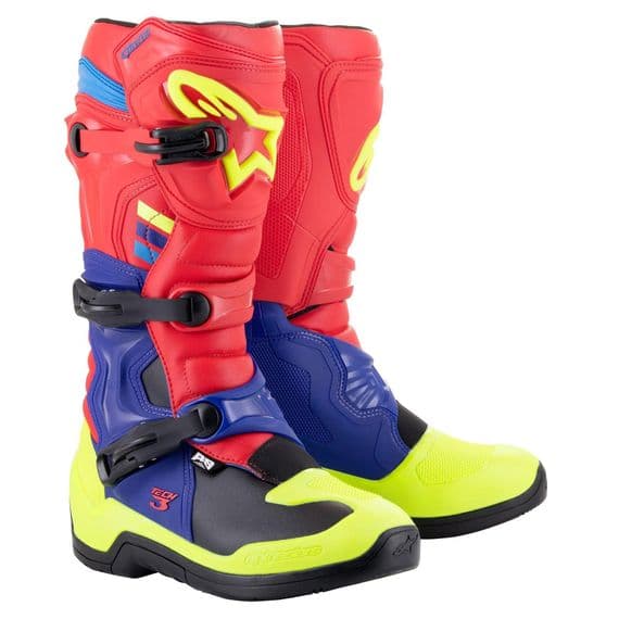 Alpinestars Tech 3 Motocross Boots - Red Blue Yellow