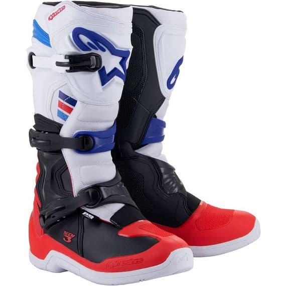 Alpinestars Tech 3 Motocross Boots - White Red Blue
