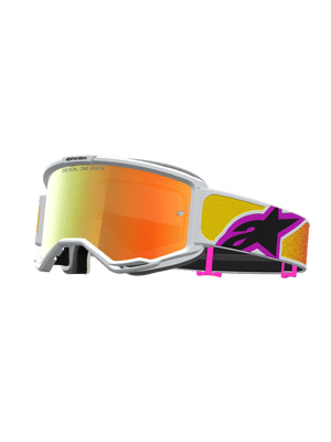 Alpinestars Vision 5 Drag Goggles -White Yellow Pink Mirror Lens