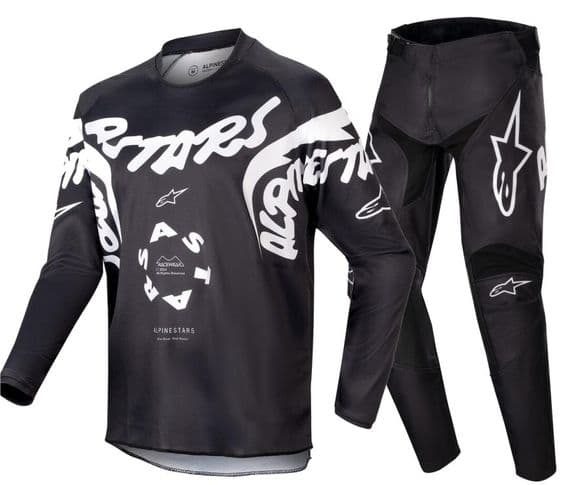 Alpinestars Youth Racer Hana Motocross Kit Combo- Black White