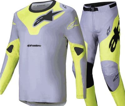 Alpinestars Youth Racer Veil Motocross Kit Combo - Grey Yellow