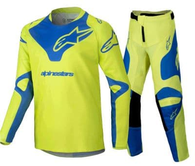 Alpinestars Youth Racer Veil Motocross Kit Combo - Yellow Blue