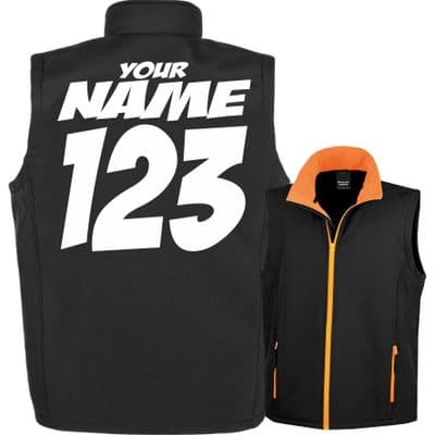 Custom Printed Softshell Bodywarmer - Black/Orange