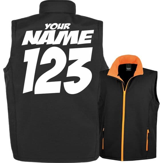 Custom Printed Softshell Bodywarmer - Black/Orange