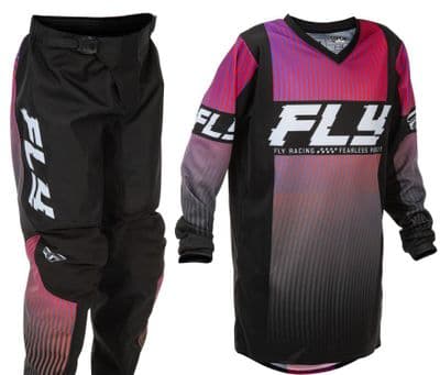 Fly F16 Youth Motocross Kit - Black Red Purple
