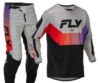Fly Kinetic Motocross Kit Combo - Grey Red Purple