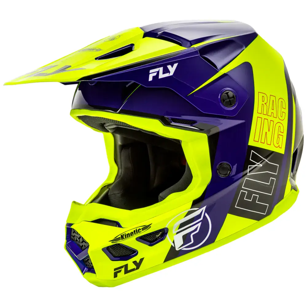 Fly Kinetic Rally Motocross Helmet Hi Viz Blue Black