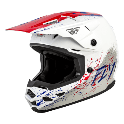 Fly Kinetic Youth Drip Motocross Helmet - Red White Blue