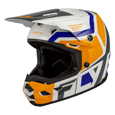 Fly Kinetic Youth Scrap Motocross Helmet - White Orange