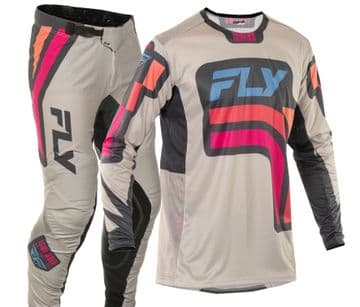 Fly Lite Vice Motocross Kit Combo - Grey Pink