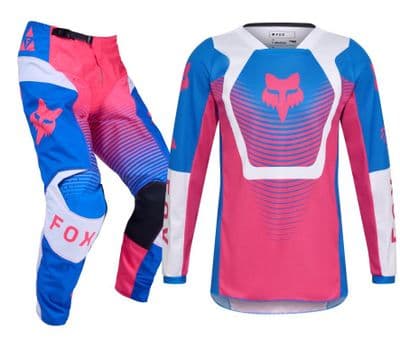 Fox 180 Youth Collect Motocross Kit Combo - Blue Pink