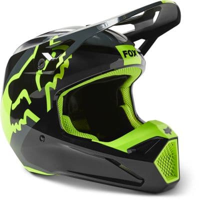 Fox V1 Xpozer Motocross Helmet - Black Grey Flo