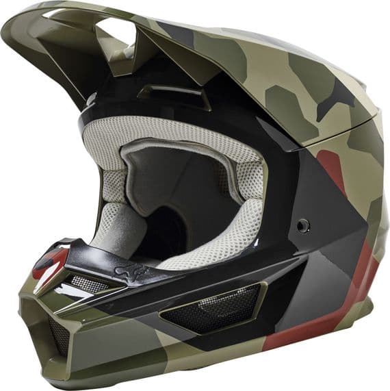 Fox V1 Youth Bnkr MX Helmet- Green Camo