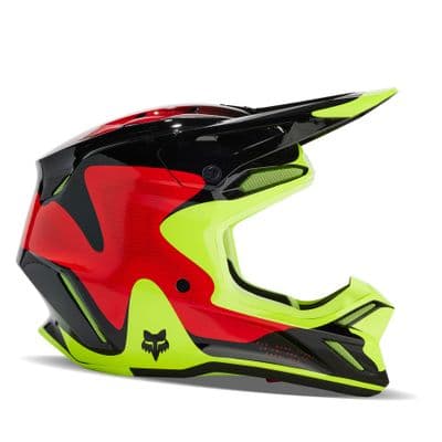 Fox V3 Revise Motocross Helmet - Red Yellow