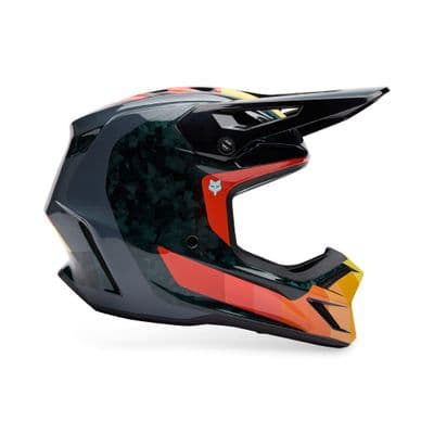 Fox V3 RS Grid Carbon Motocross Helmet- Black Orange