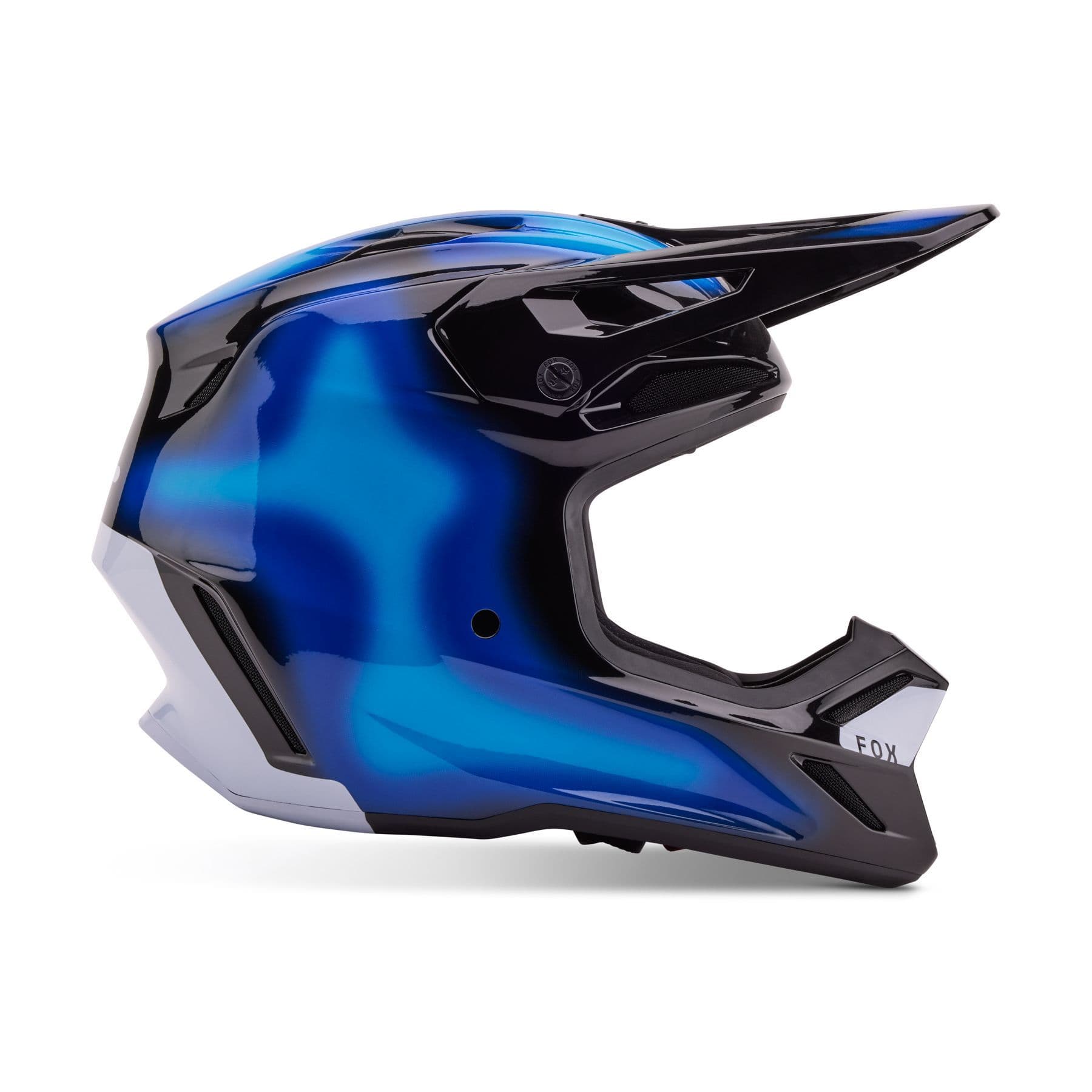 セキュリティ・セーフティ FOX V3 ANTI SCENE HELMET ELECTRIC BLUE M Fox - 2024 V3 Volatile Black/Blue Helmet - AMA Warehouse