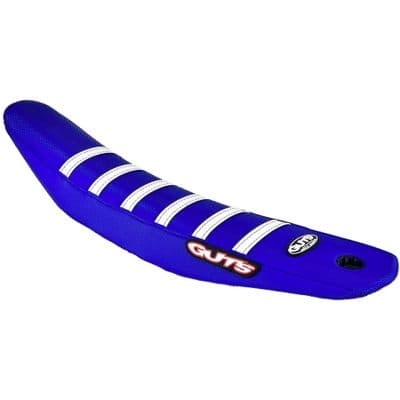 Guts Ribbed VS Seat Cover Blue w White Ribs YZF250 24-25 YZF450 23-25