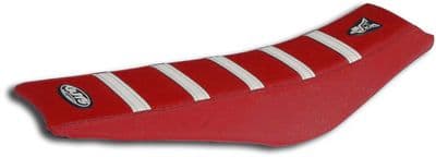 Guts Ribbed VS seat cover Red w White Ribs CRF250 18-20, CRF450 17-20