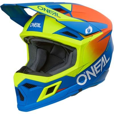 ONEAL 3SRS Youth Solid Motocross Helmet - Blue Neon Yellow