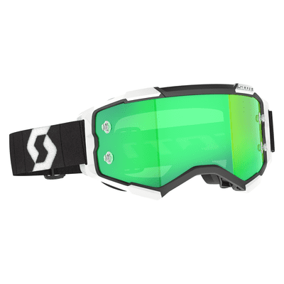 Scott Fury Chrome Black White Green MX Goggles