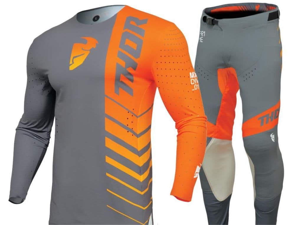 Thor Prime Analog Motocross Kit Combo Charcoal/ Orange