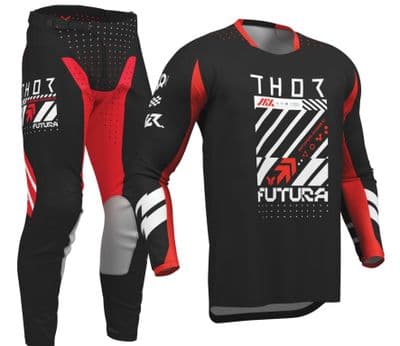Thor Youth Launchmode Futura Motocross Kit Combo - Black Red